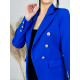 Dámske elegantné sako s gombíkmi a vreckami - modré