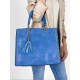 Dámska veľká kabelka s kapsičkou a cvokmi - svetlo modrá