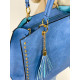 Dámska veľká kabelka s kapsičkou a cvokmi - svetlo modrá