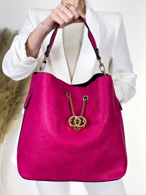Dámska ružová kabelka s kapsičkou