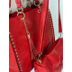 Dámska veľká kabelka s kapsičkou a cvokmi - červená