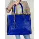 Dámska veľká kabelka s kapsičkou a cvokmi - kráľovsky modrá
