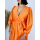 Dámske dlhé spoločenské šaty s dlhým rukávom Vanes - oranžové