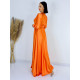 Dámske dlhé spoločenské šaty s dlhým rukávom Vanes - oranžové
