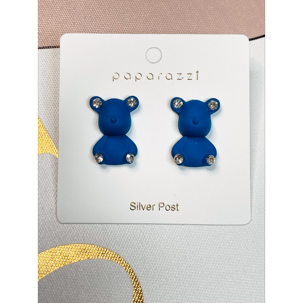 Dámske náušnice v tvare medvedíka - modré