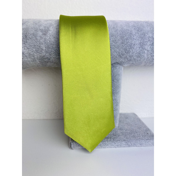 Pánska žlto-zelená saténová úzka kravata