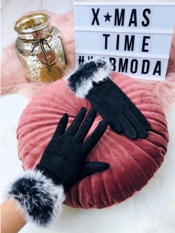 Dámske rukavice s pravou kožušinkou