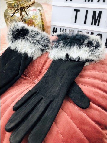 Dámske rukavice s pravou kožušinkou