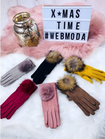 Dámske rukavice s pravou kožušinkou