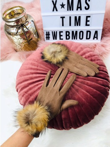 Dámske rukavice s pravou kožušinkou