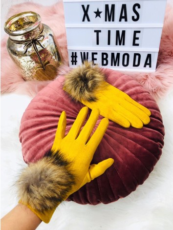 Dámske rukavice s pravou kožušinkou