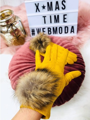 Dámske rukavice s pravou kožušinkou