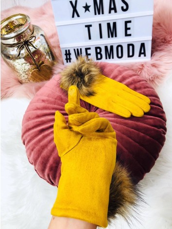 Dámske rukavice s pravou kožušinkou