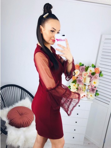 Dámske bordové spoločenské šaty