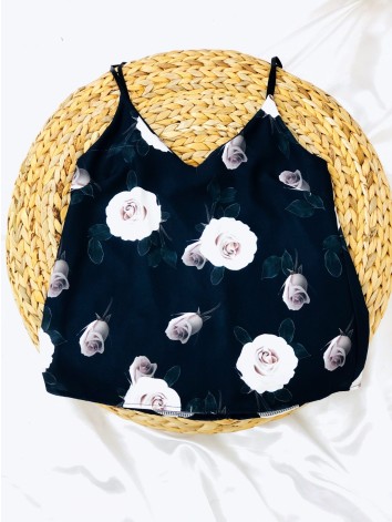 Modrý kvetovaný top - tielko