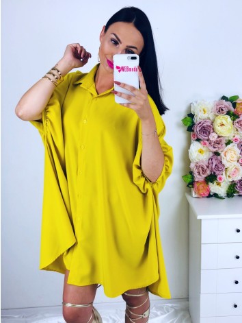 Oversize žlté košeľové šaty