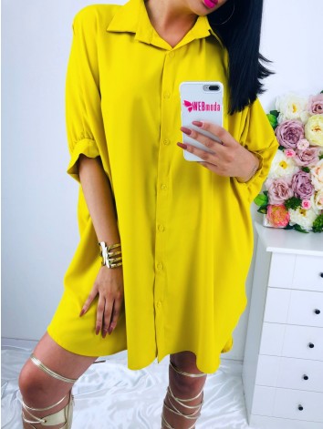 Oversize žlté košeľové šaty