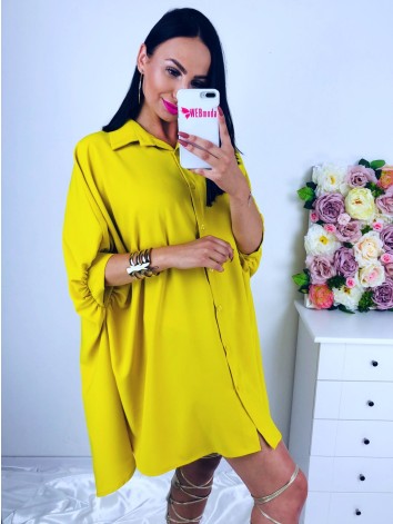 Oversize žlté košeľové šaty