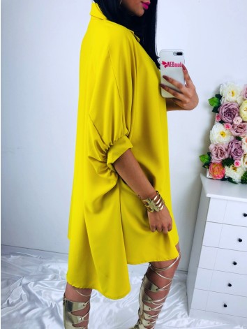 Oversize žlté košeľové šaty