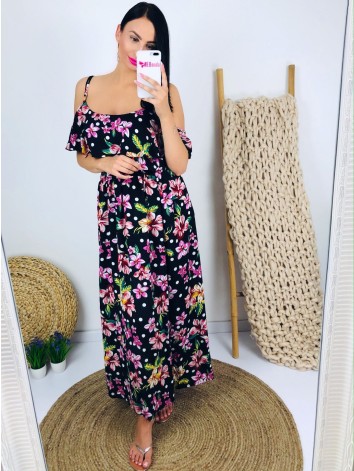 Letné čierne kvetované šaty