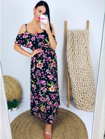 Letné čierne kvetované šaty