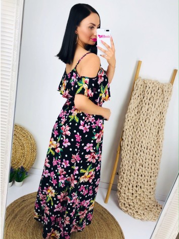 Letné čierne kvetované šaty