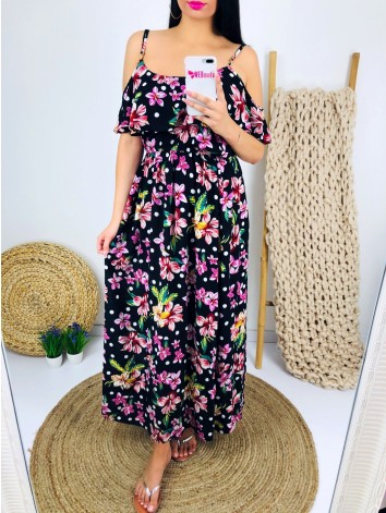 Letné čierne kvetované šaty