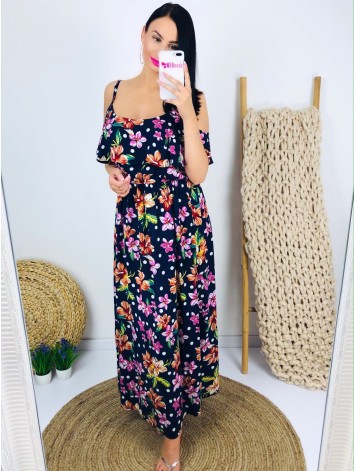 Letné modré kvetované šaty