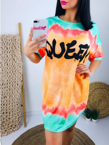Dámske oranžové oversize šaty QUEEN