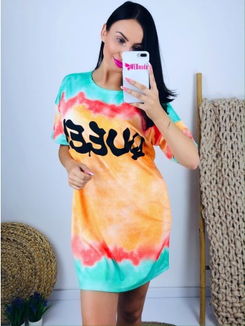 Dámske oranžové oversize šaty QUEEN