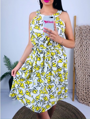 Žlté letné vzorované šaty