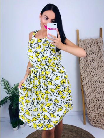 Žlté letné vzorované šaty