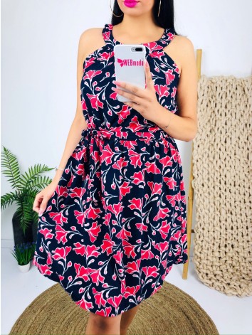 Modré letné vzorované šaty