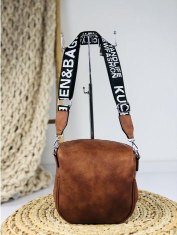 Dámska hnedá kabelka s nápisom