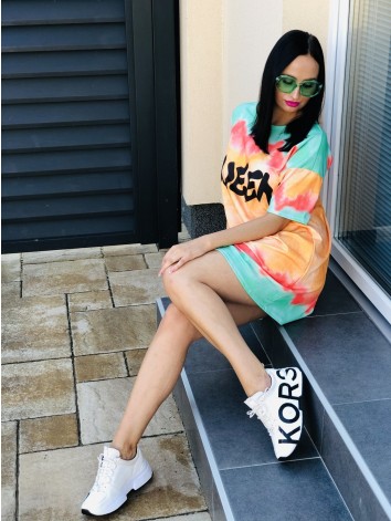 Dámske oranžové oversize šaty QUEEN