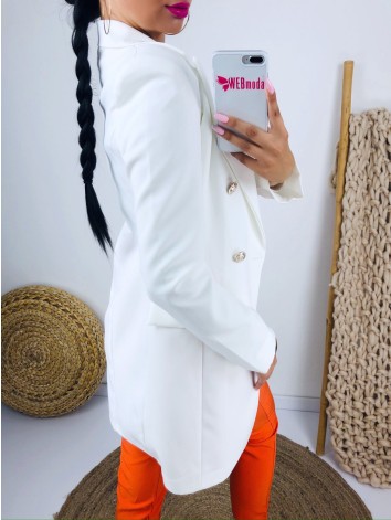 Elegantné biele predĺžené sako