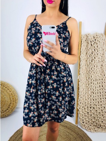 Modré kvetované šaty na ramienka