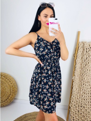 Modré kvetované šaty na ramienka