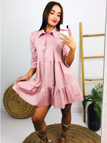Dámske ružové košeľové šaty na gombíky