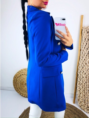 Elegantné modré predĺžené sako