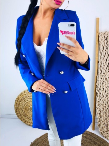Elegantné modré predĺžené sako