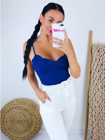 Modré čipkované body Roela