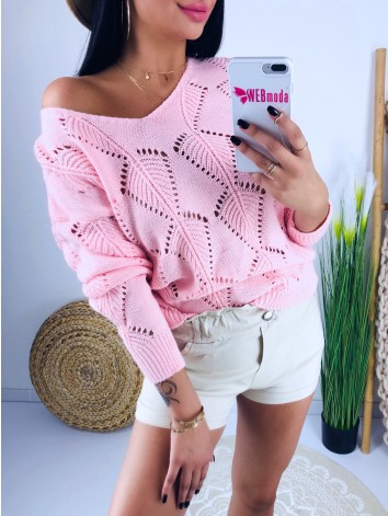 Dámsky ružový pletený sveter