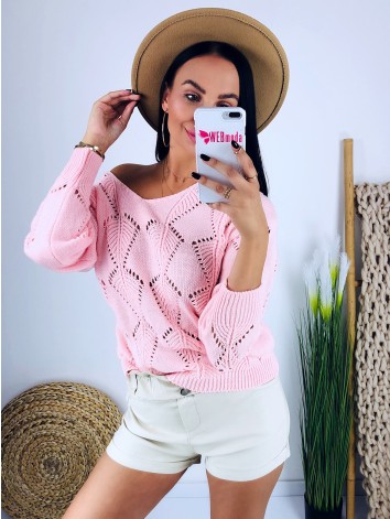 Dámsky ružový pletený sveter