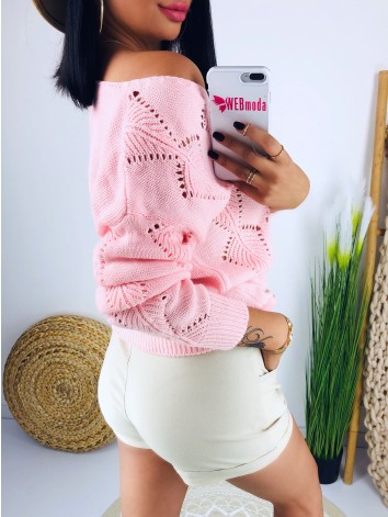 Dámsky ružový pletený sveter