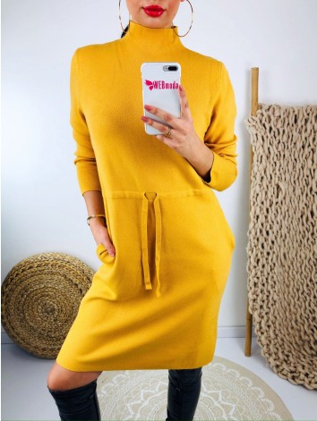 Dámske žlté svetrové šaty