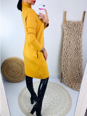 Dámske žlté svetrové šaty