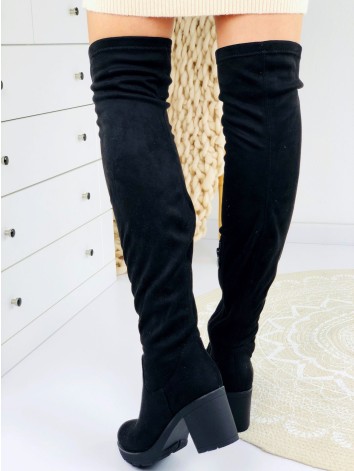Dámske čierne čižmy na vysokom opätku