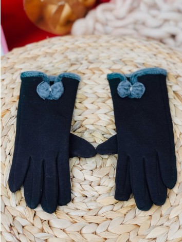 Dámske hnedé rukavice s mašľou