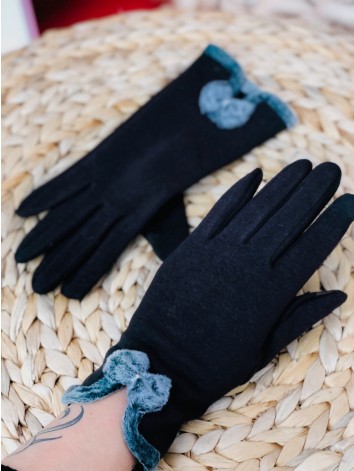 Dámske hnedé rukavice s mašľou